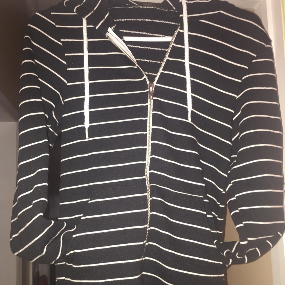 American Apparel Black/White Stripe Zip-up Hoodie
